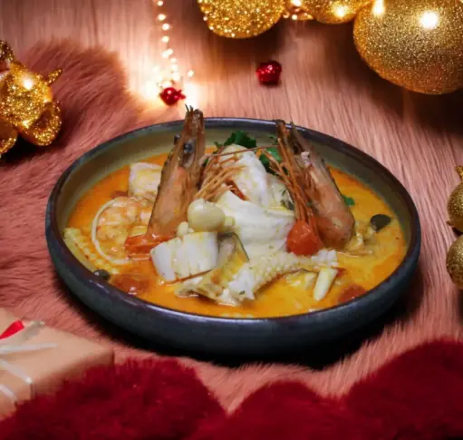 Oosterse zeevruchtencurry royale met geparfumeerde Jasmin rijst